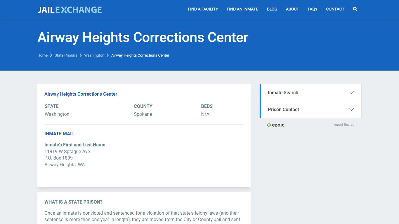 Airway Heights Corrections Center Prisoner Search | Visitation, Mail ...